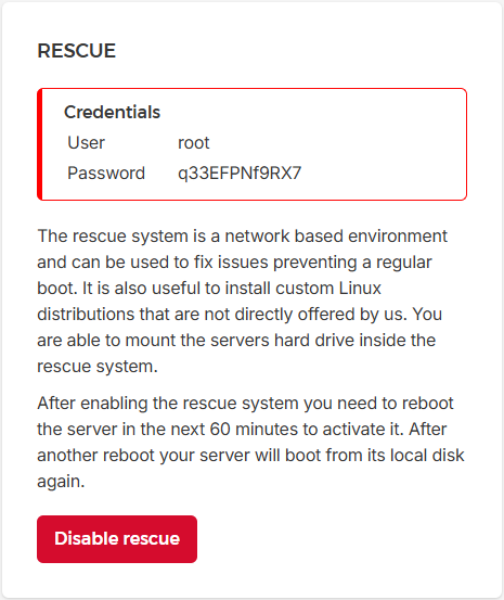 VPS Rescue Password